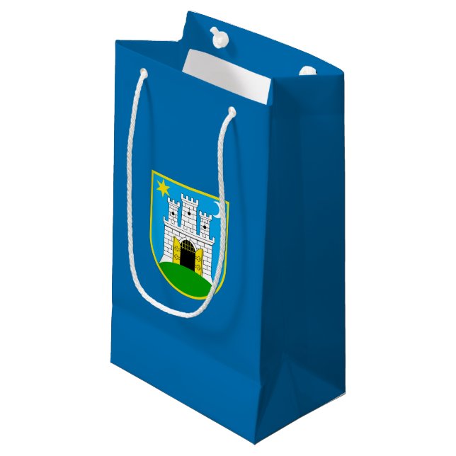 Flag of Zagreb, Croatia Small Gift Bag (Front Angled)