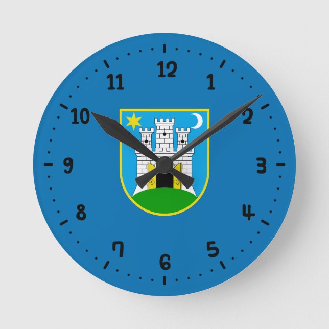 Flag of Zagreb, Croatia Square Wall Clock (Front)