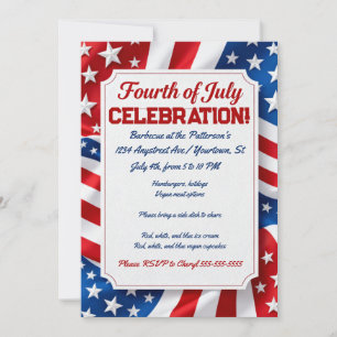 Flag on the Fourth 4th of July Invitation