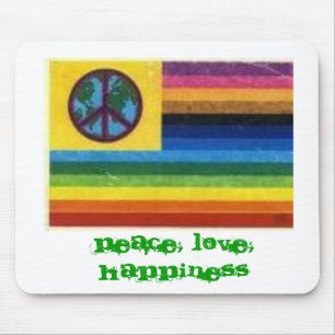 flag, One World!Peace, Love,Happiness, Pe... Mouse Pad