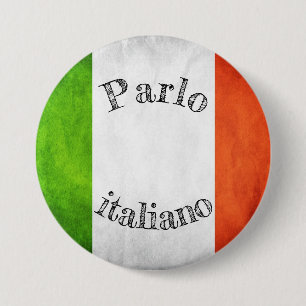 Flag parlo italiano swipes in 7.5 cm round badge