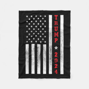 Flag Patriotic 4th Of July Trump 2024 Fleece Blanket