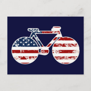 flag patriotic United States of America bicycle Postcard