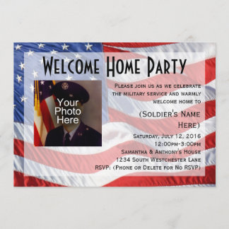 Flag/Photo Military Welcome Home Party Invitation