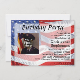 Flag/Photo Patriotic Birthday Party Invitation