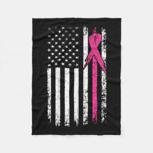 Flag Pink Ribbon Breast Cancer Awareness Month Fleece Blanket