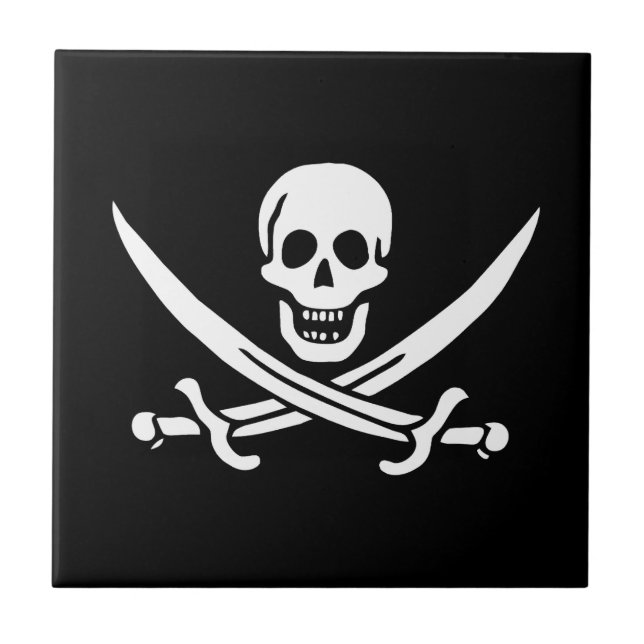 Flag Pirate Jolly Roger Ceramic Tile (Front)