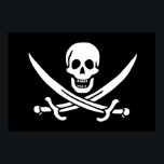 Flag Pirate Jolly Roger Poster<br><div class="desc">The Jolly Roger's main role is to intimidate his targets into carrying out an assault. Jack Rackham’s pavilion differs by the use of two swords instead of two cross bones below the head of death. The swords represented his power.</div>