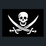 Flag Pirate Jolly Roger Poster<br><div class="desc">The Jolly Roger's main role is to intimidate his targets into carrying out an assault. Jack Rackham’s pavilion differs by the use of two swords instead of two cross bones below the head of death. The swords represented his power.</div>