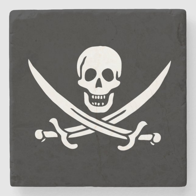 Flag Pirate Jolly Roger Stone Coaster (Front)