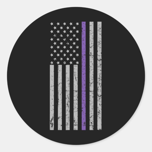 Flag Purple Strip Memories Problem Heimer  Classic Round Sticker (Front)
