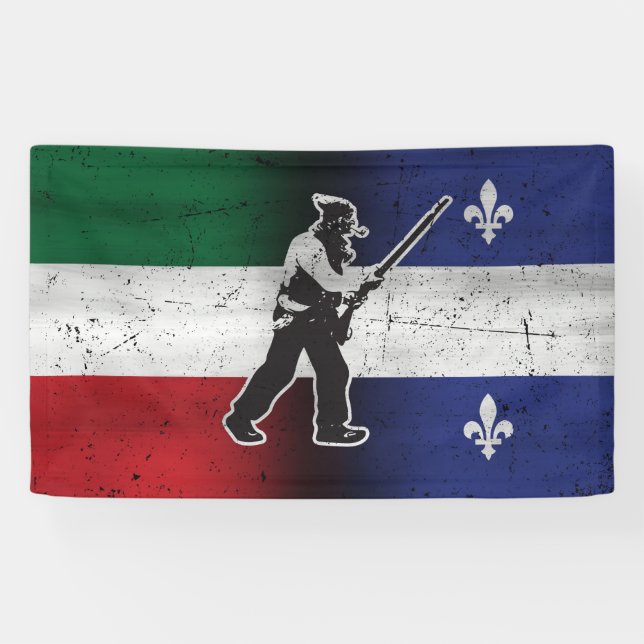 Flag Quebec and Patriote Henri Julien eroded Banner (Horizontal)