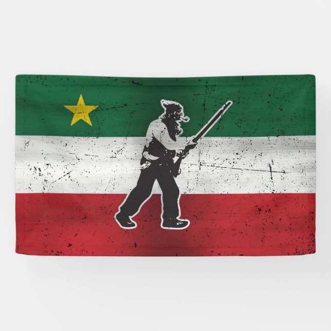 Flag Quebec and Patriote Henri Julien eroded Banner (Horizontal)