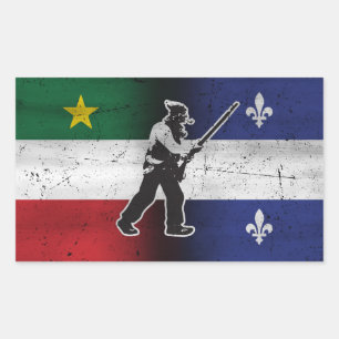 Flag Quebec and Patriote Henri Julien eroded Rectangular Sticker