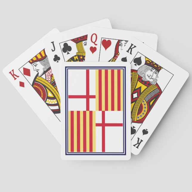 Flag Red White Yellow Barcelona Heraldic Art Playing Cards (Back)