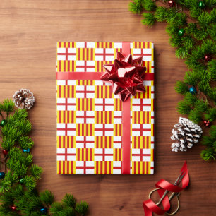 Flag Red White Yellow Barcelona Nationalist Art Wrapping Paper