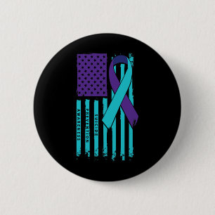 Flag Ribbon Suicide Awareness Mental Health 6 Cm Round Badge