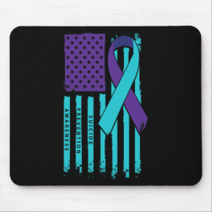 Flag Ribbon Suicide Awareness Mental Health Mouse Pad