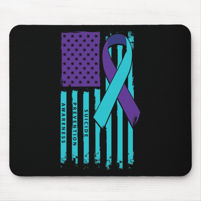 Flag Ribbon Suicide Awareness Mental Health  Mouse Pad (Front)