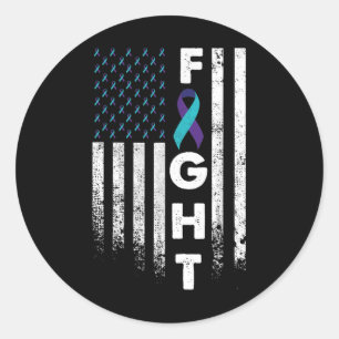 Flag Ribbon Suicide Prevention Awareness Classic Round Sticker