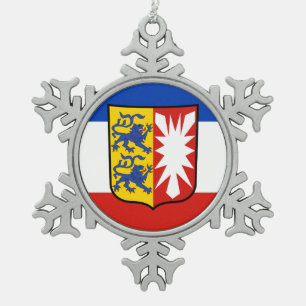 Flag Schleswig-Holstein Snowflake Pewter Christmas Ornament