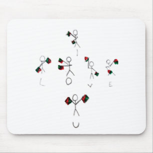 Flag semaphore stick characters spell , “I love U" Mouse Pad