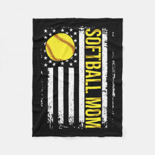 Flag Softball Team Softball Mum Mothers Day Women  Fleece Blanket