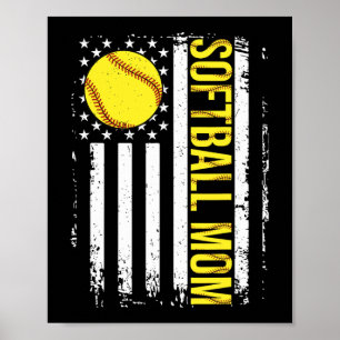 Flag Softball Team Softball Mum Mothers Day Women  Poster
