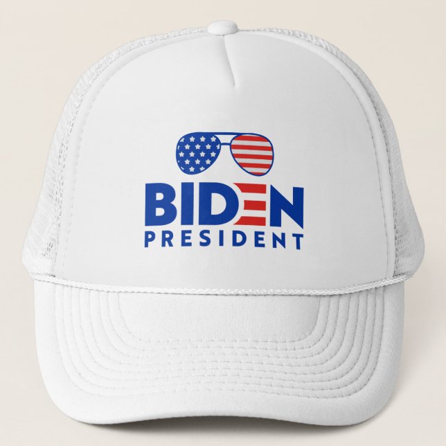 Flag Sunglasses Joe Biden President Election 2020 Trucker Hat (Front)