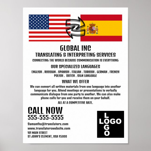 Flag to Flag Design, Translator & Interpreter Poster (Front)