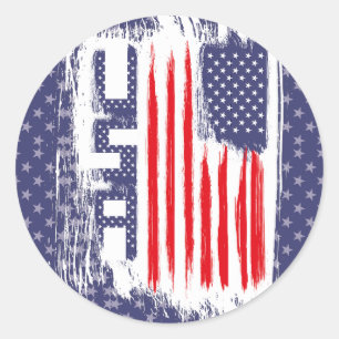 FLAG UNITED STATES OF AMERICA TRACES BY MASANSER CLASSIC ROUND STICKER