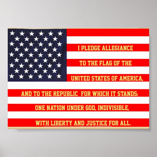 FLAG UNITED STATES WITH PLEDGE WORDS POSTER (Front)