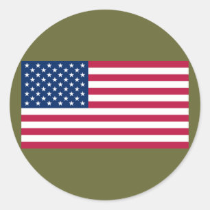 FLAG_USA, 4 July Independence Day Classic Round Sticker