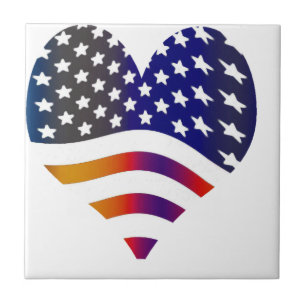flag usa heart love american honour troops stripes ceramic tile