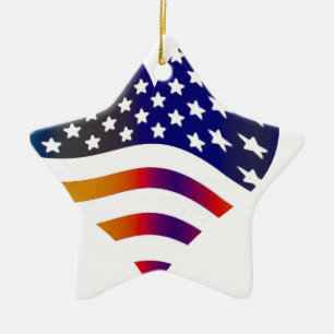 flag usa heart love american honour troops stripes ceramic tree decoration
