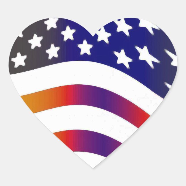 flag usa heart love american honour troops stripes heart sticker (Front)