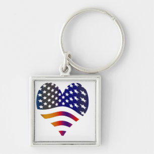 flag usa heart love american honour troops stripes key ring