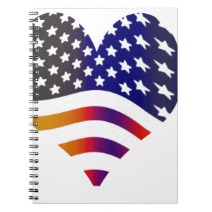 flag usa heart love american honour troops stripes notebook
