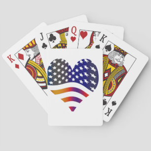 flag usa heart love american honour troops stripes playing cards