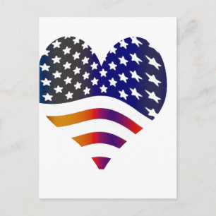 flag usa heart love american honour troops stripes postcard