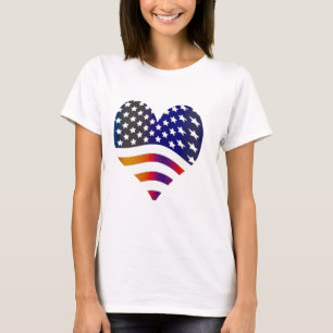 flag usa heart love american honour troops stripes T-Shirt