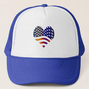 flag usa heart love american honour troops stripes trucker hat