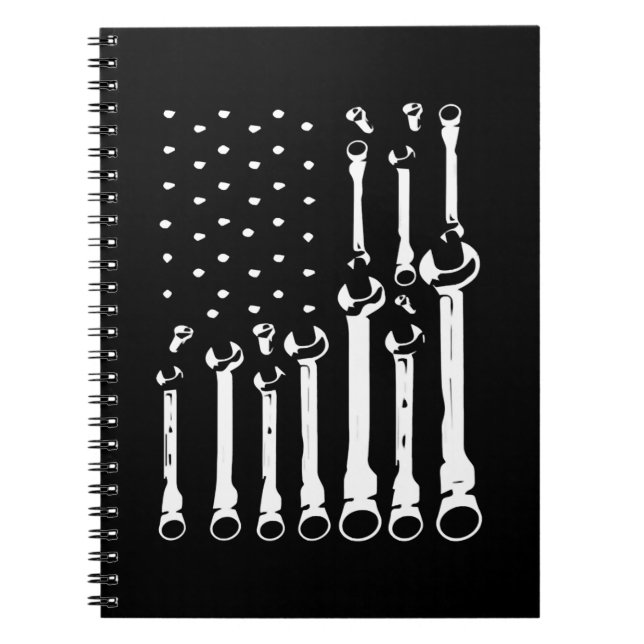Flag Usa Mechanic Wrenches American For Women Men Notebook (Front)