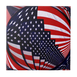 Flag-USA -Spread the Love_ Ceramic Tile