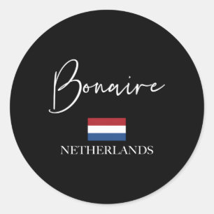 Flag Vacation Island Bonaire Classic Round Sticker