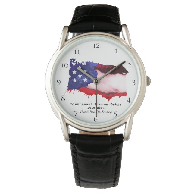 *~*  Flag Veteran USA Military Red White Blue Watch (Front)