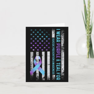 Flag Wear Purple And Teal Prevention Awareness Card
