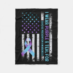 Flag Wear Purple And Teal Suicide Prevention Fleece Blanket
