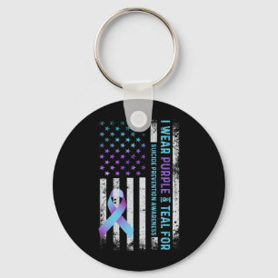 Flag Wear Purple And Teal Suicide Prevention Key Ring