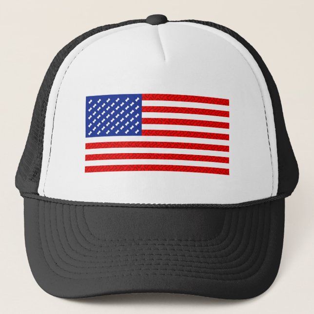Flag with Dog Bones Trucker Hat (Front)